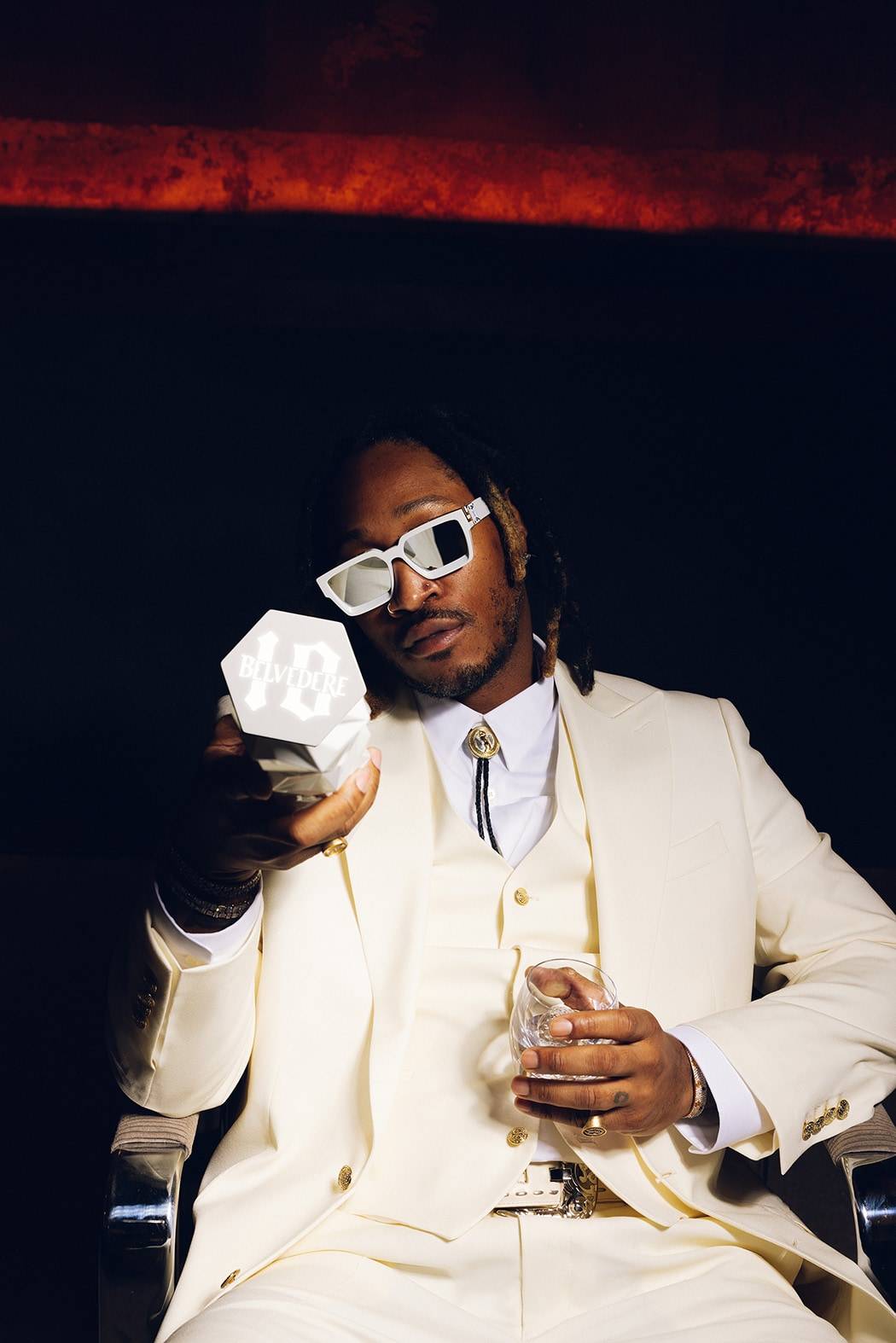 Global music icon Future holding Belvedere 10 bottle