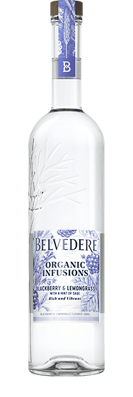 Bottle of Blackberry and Lemongrass Organic Infusion Belvedere Vodka