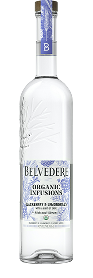 Bottle of Blackberry and Lemongrass Organic Infusion Belvedere Vodka
