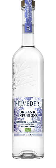 Bottle of Blackberry and Lemongrass Organic Infusion Belvedere Vodka