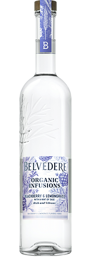 Bottle of Blackberry and Lemongrass Organic Infusion Belvedere Vodka