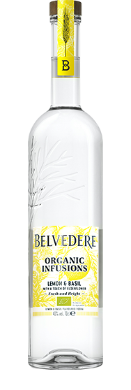 Bottle of Lemon & Basil Organic Infusion Belvedere Vodka