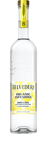 Bottle of Lemon & Basil Organic Infusion Belvedere Vodka