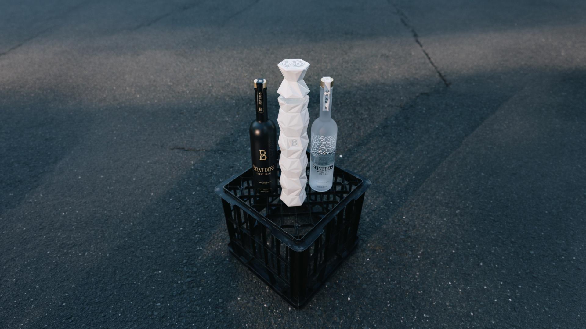 Belvedere Dirty Brew, Belvedere 10 and Belvedere Organic Vodka bottles