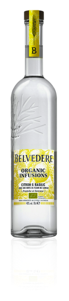 Bottle of Lemon & Basil Organic Infusion Belvedere Vodka