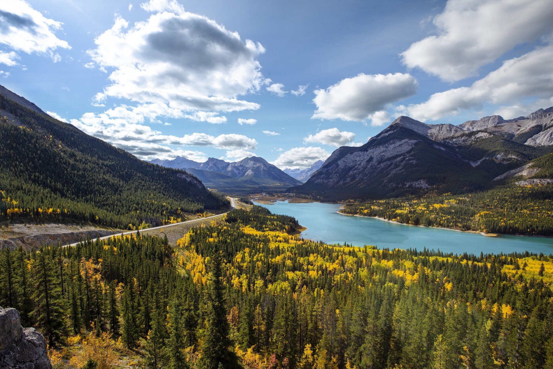 mountains and river