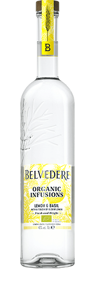 Bottle of Lemon & Basil Organic Infusion Belvedere Vodka