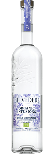 Bottle of Blackberry and Lemongrass Organic Infusion Belvedere Vodka